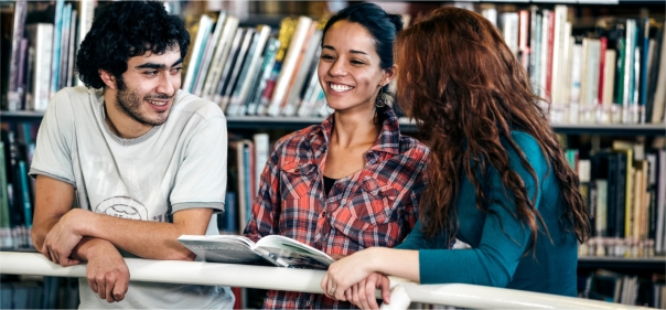 Arden University students in library